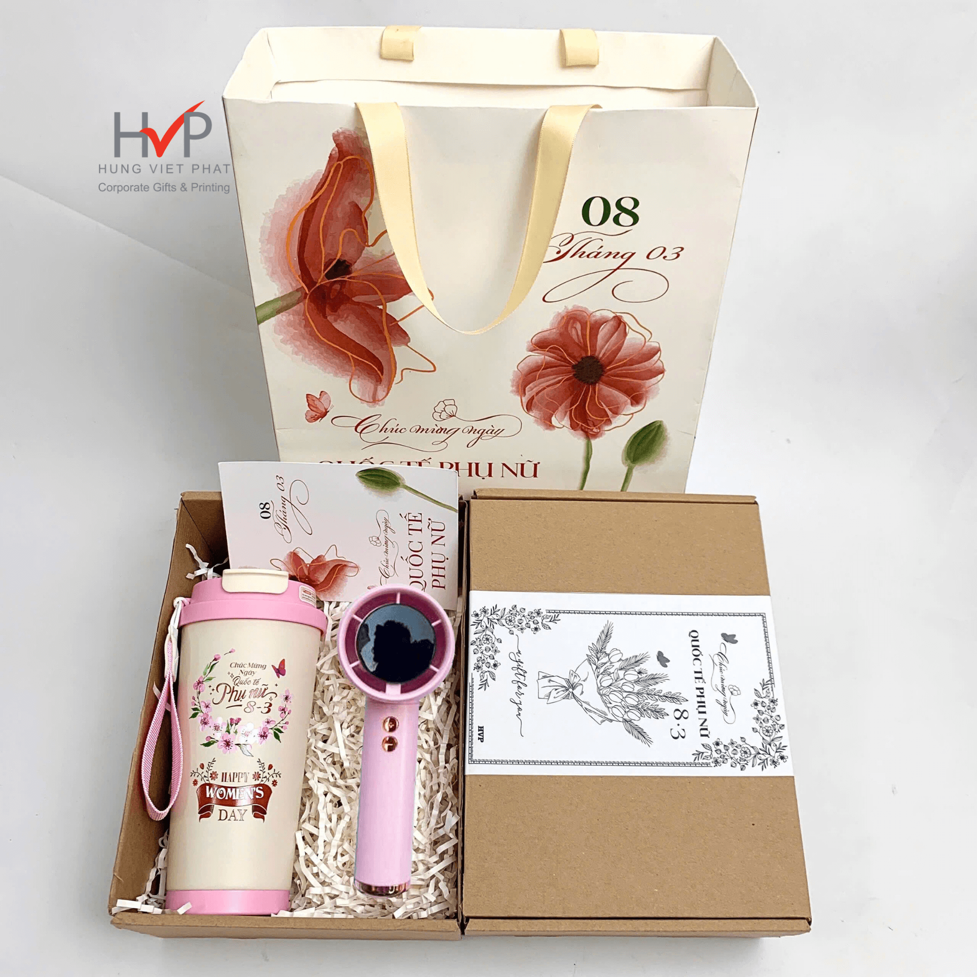 SET QUÀ TẶNG 8/3 - Ly giữ nhiệt & Quạt Cầm Tay